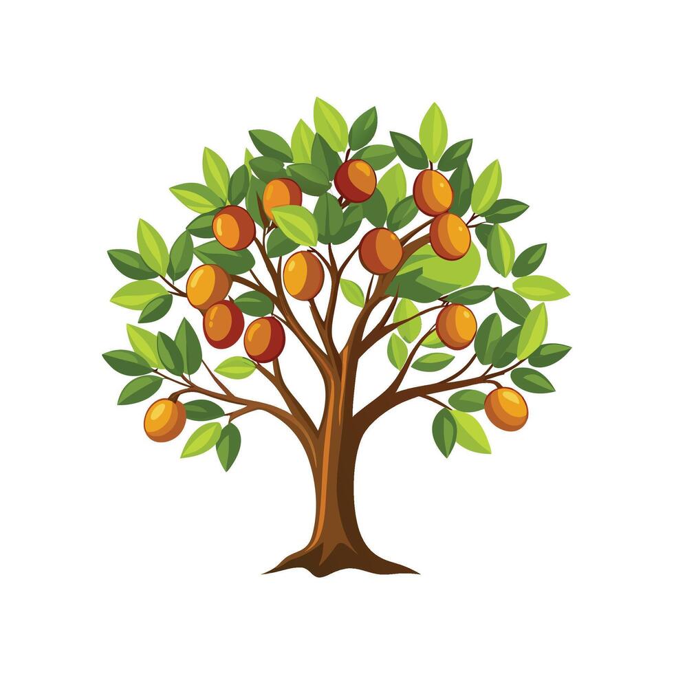 Realistic Indian Jujube Tree Bold Outline Design 3 vector