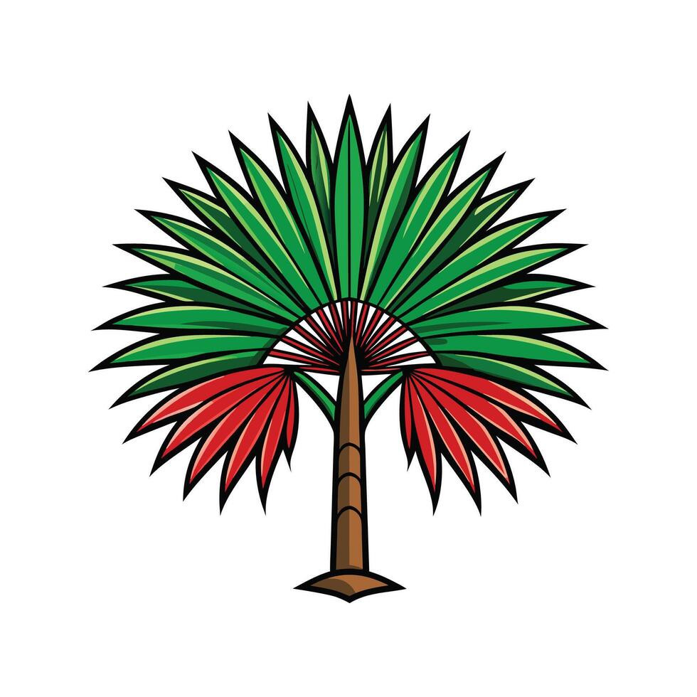 Realistic Japanese Fan Palm Tree Bold Outline Design 3 vector