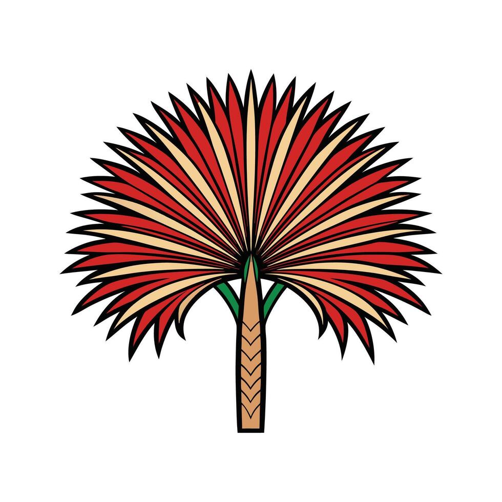 Distinct Japanese Fan Palm Tree Outline Art vector