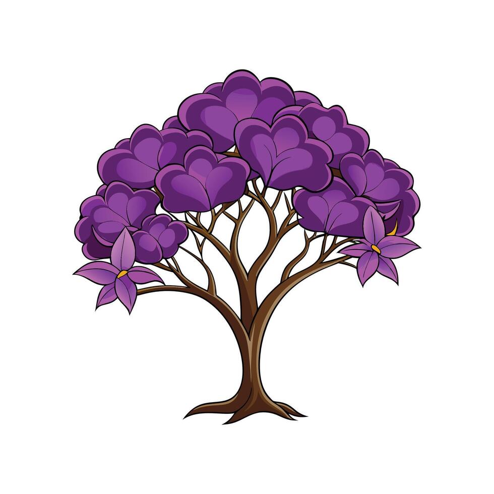 Distinct Purple Orchid Tree Outline Art vector