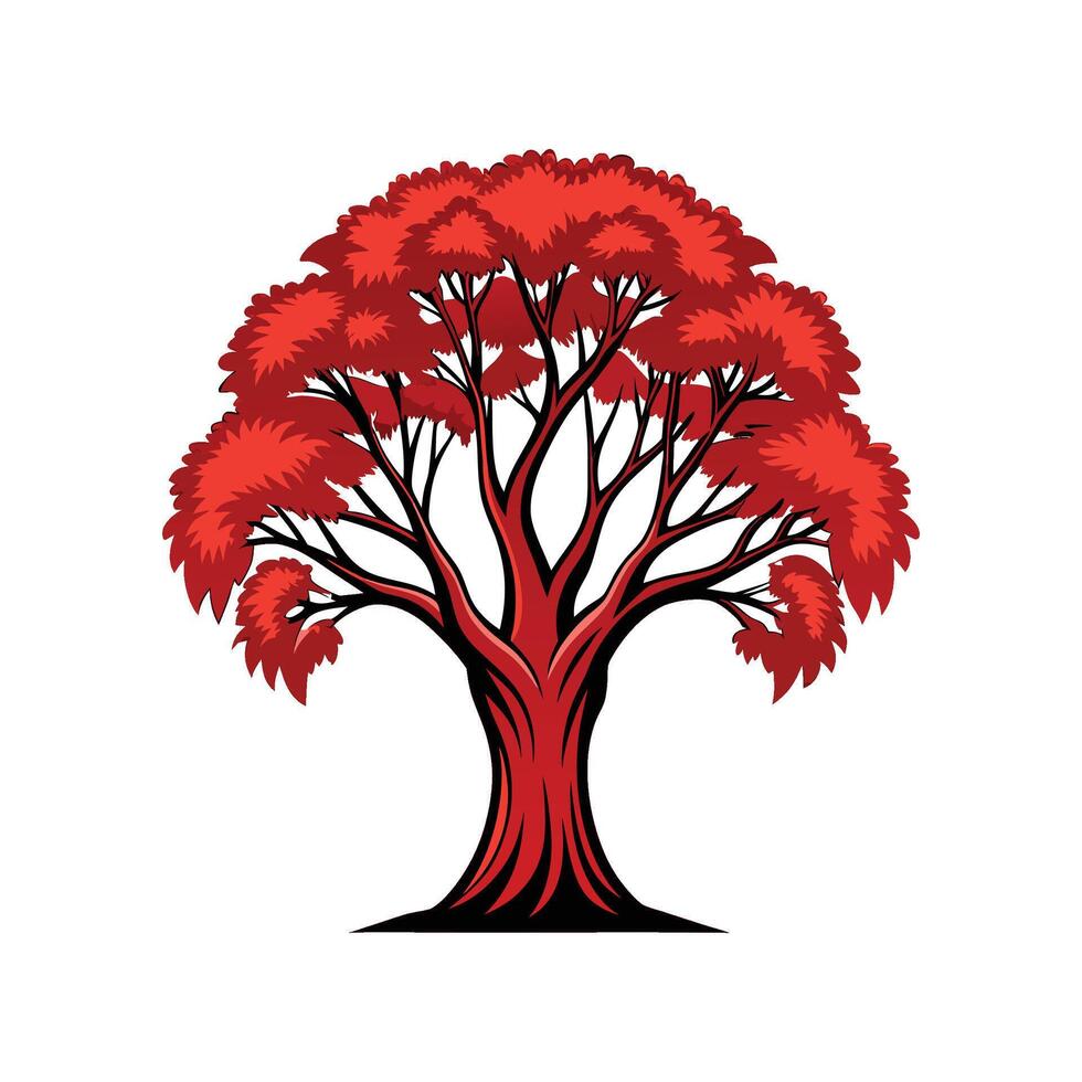 Distinct River Red Gum Tree Outline Art vector