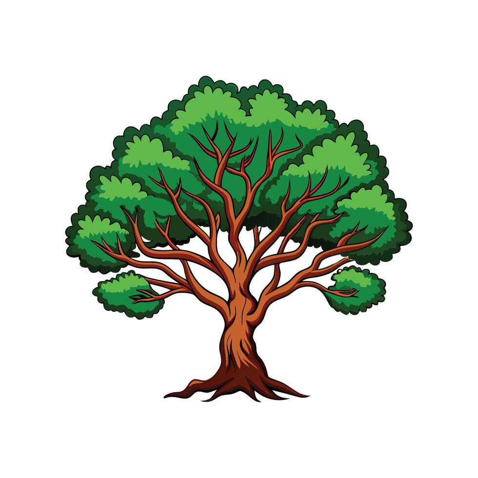 Realistic Texas Mesquite Tree Bold Outline Design 2 vector