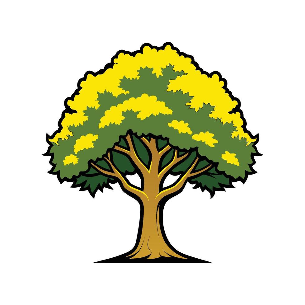 Distinct Tennessee Yellowwood Tree Outline Art vector