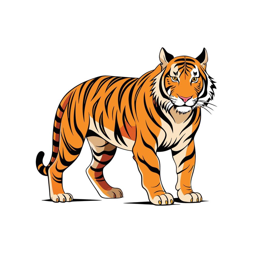Realistic Tiger Stalking Bold Outline Design 2 vector