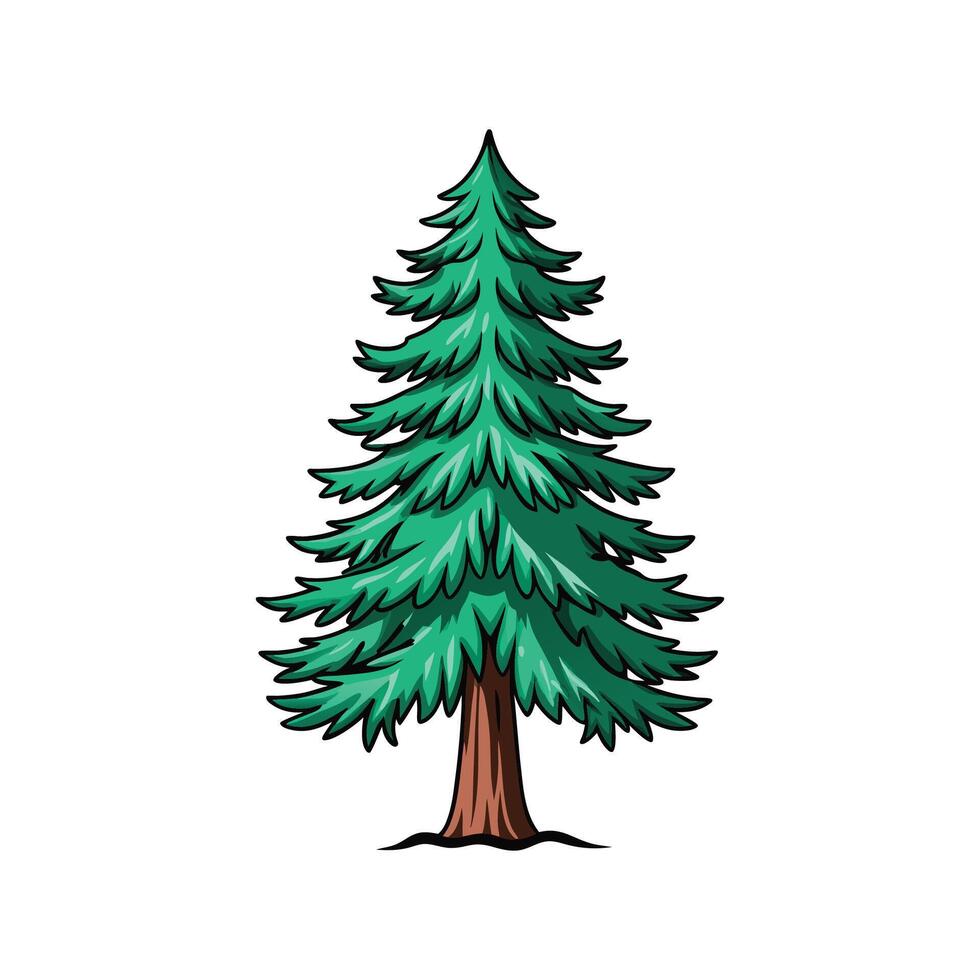 Realistic Western White Pine Tree Bold Outline Design 1 vector