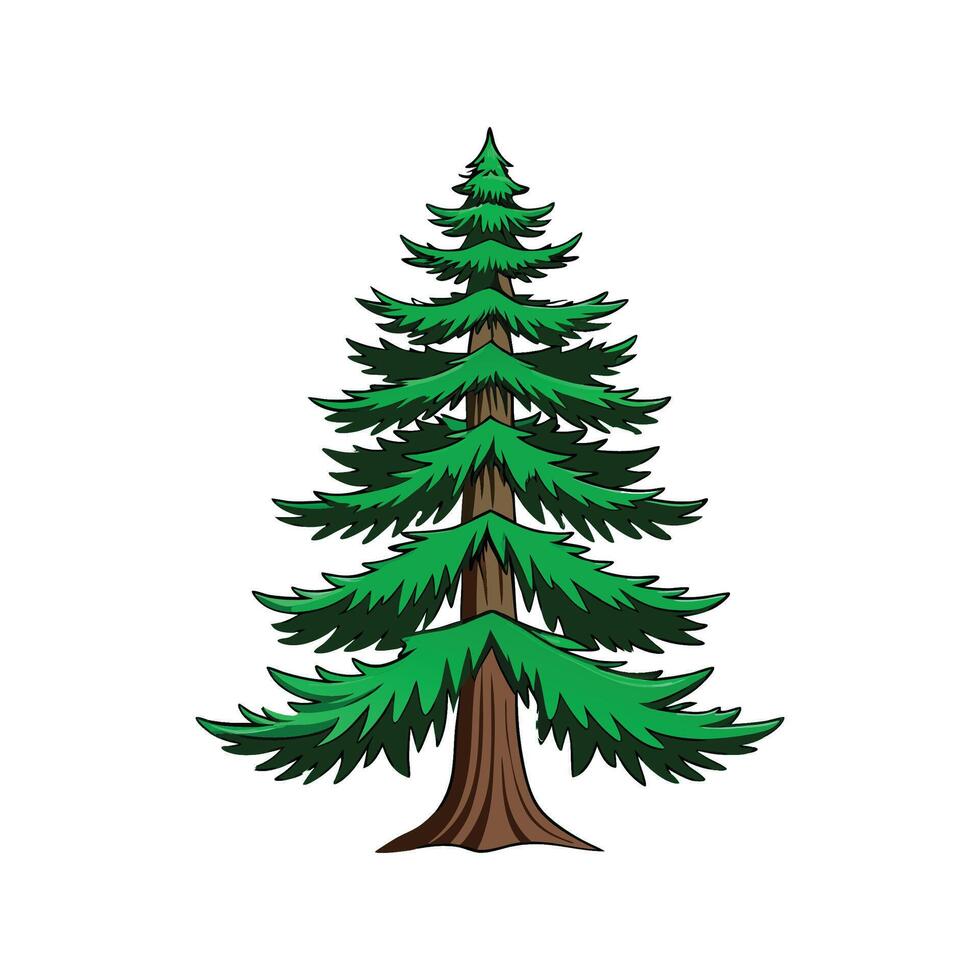 Distinct Western Hemlock Tree Outline Art vector