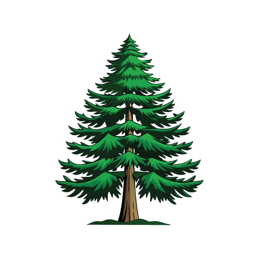 Realistic Western Hemlock Tree Bold Outline Design 3 vector