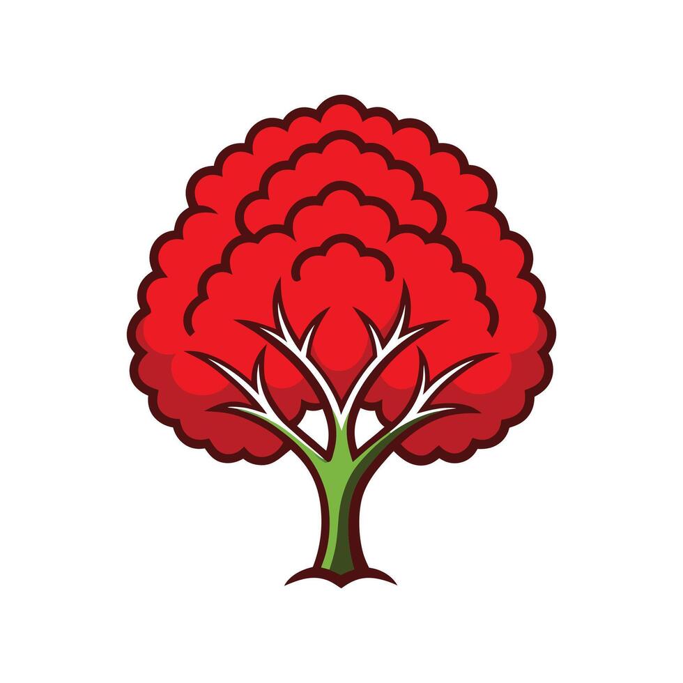 Realistic Red Mulberry Tree Bold Outline Design 2 vector
