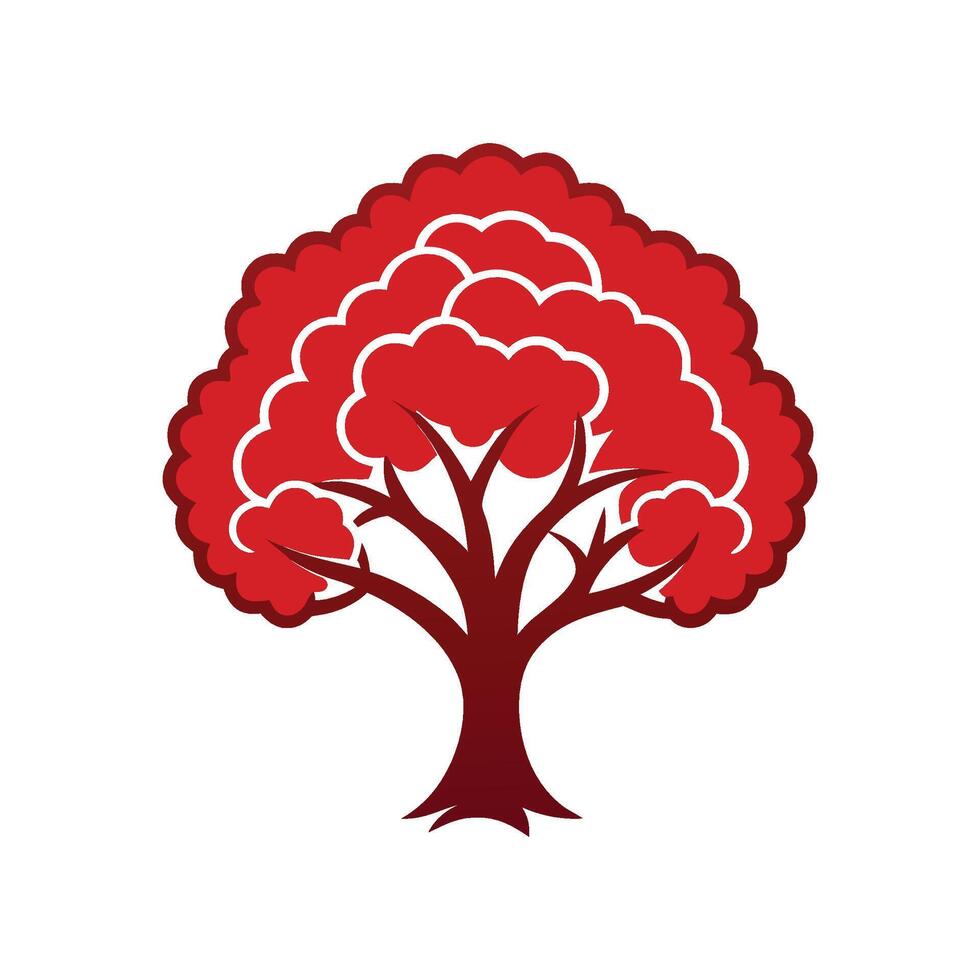 Distinct Red Mulberry Tree Outline Art vector