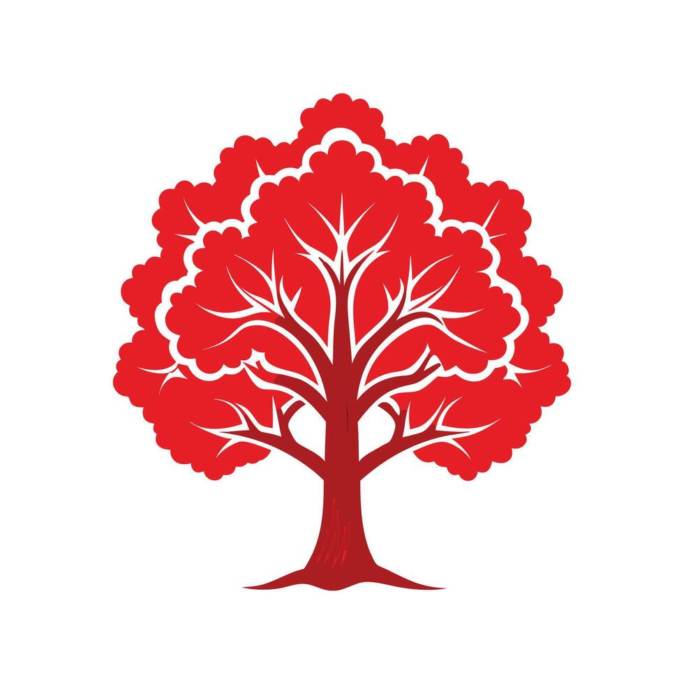 Realistic Red Oak Tree Bold Outline Design 1 vector