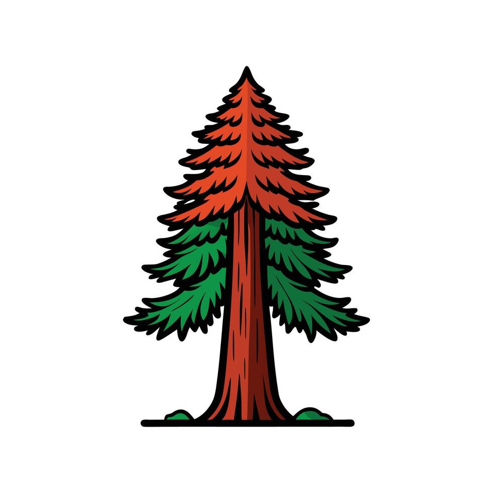 Realistic Redwood Tree Bold Outline Design 1 vector