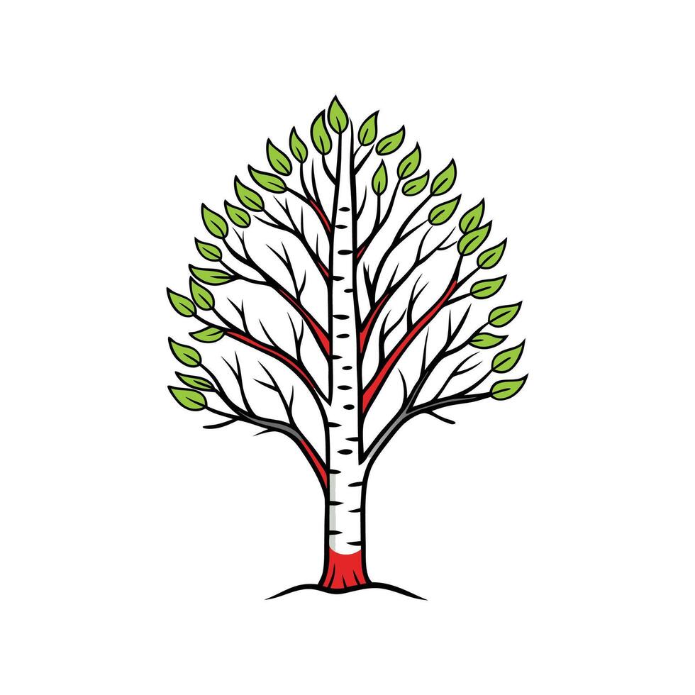 Realistic River Birch Tree Bold Outline Design 1 vector