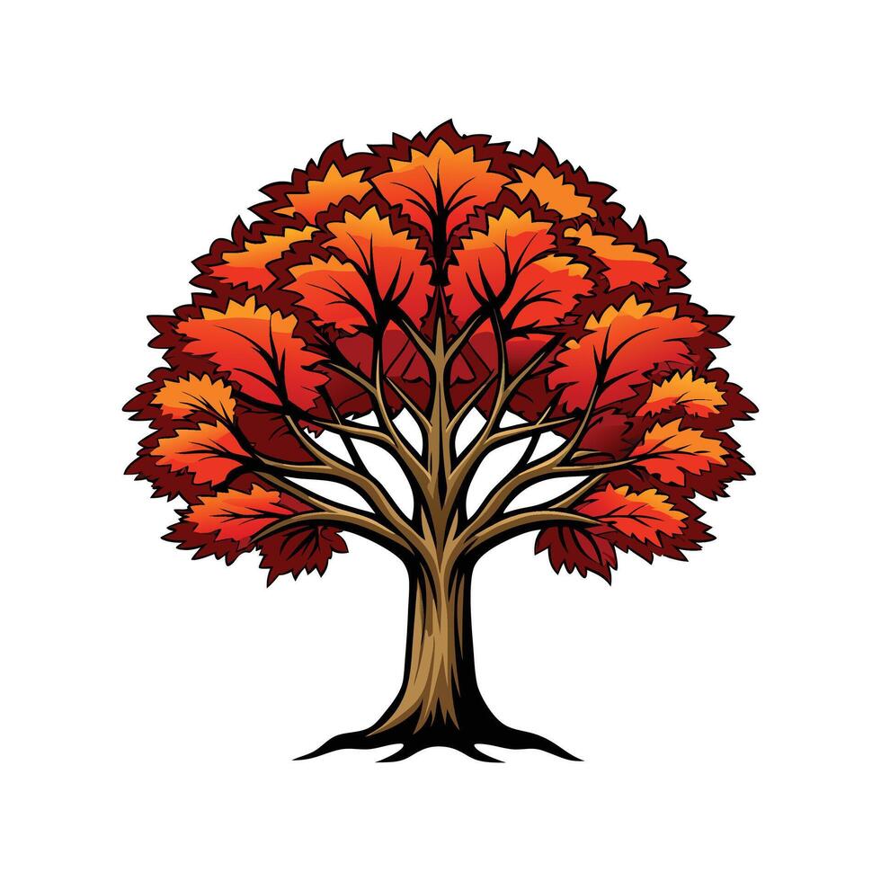 Realistic Shagbark Hickory Tree Bold Outline Design 2 vector