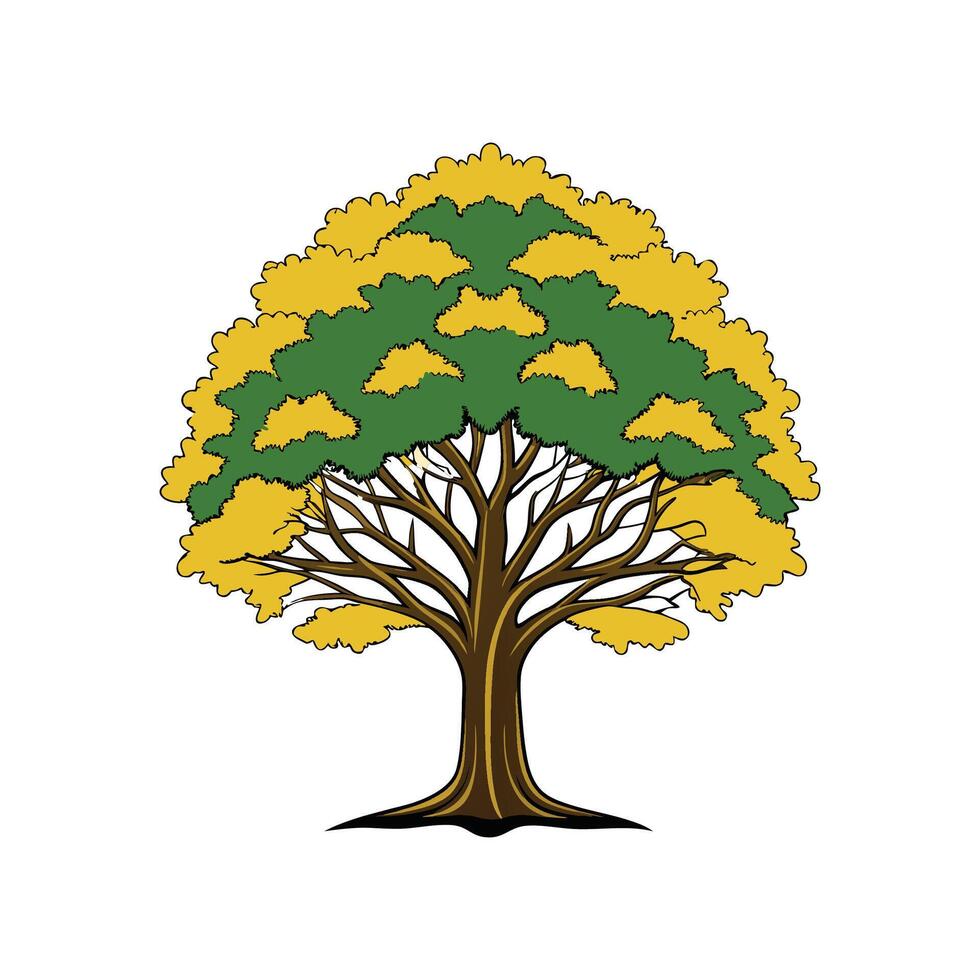 Realistic Siberian Elm Tree Bold Outline Design 1 vector