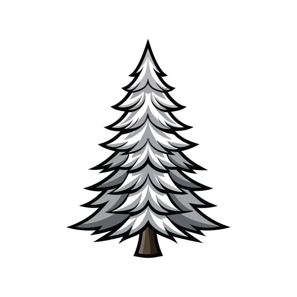 Realistic Silver Fir Tree Bold Outline Design 2 vector