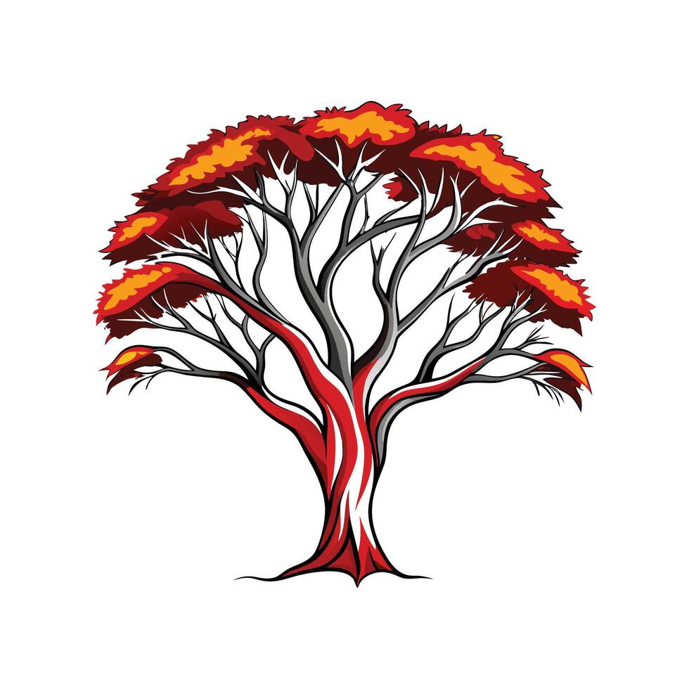 Realistic Snow Gum Tree Bold Outline Design 2 vector