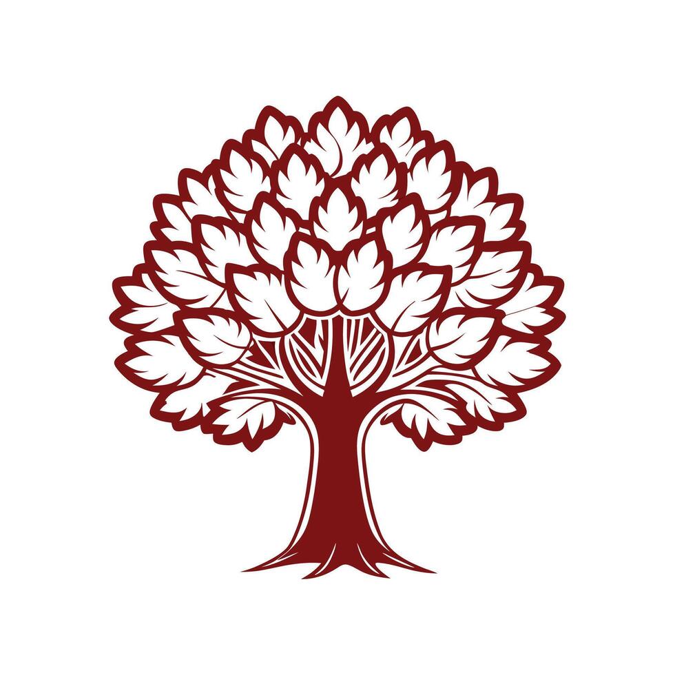 Realistic Spanish Chestnut Tree Bold Outline Design 3 vector