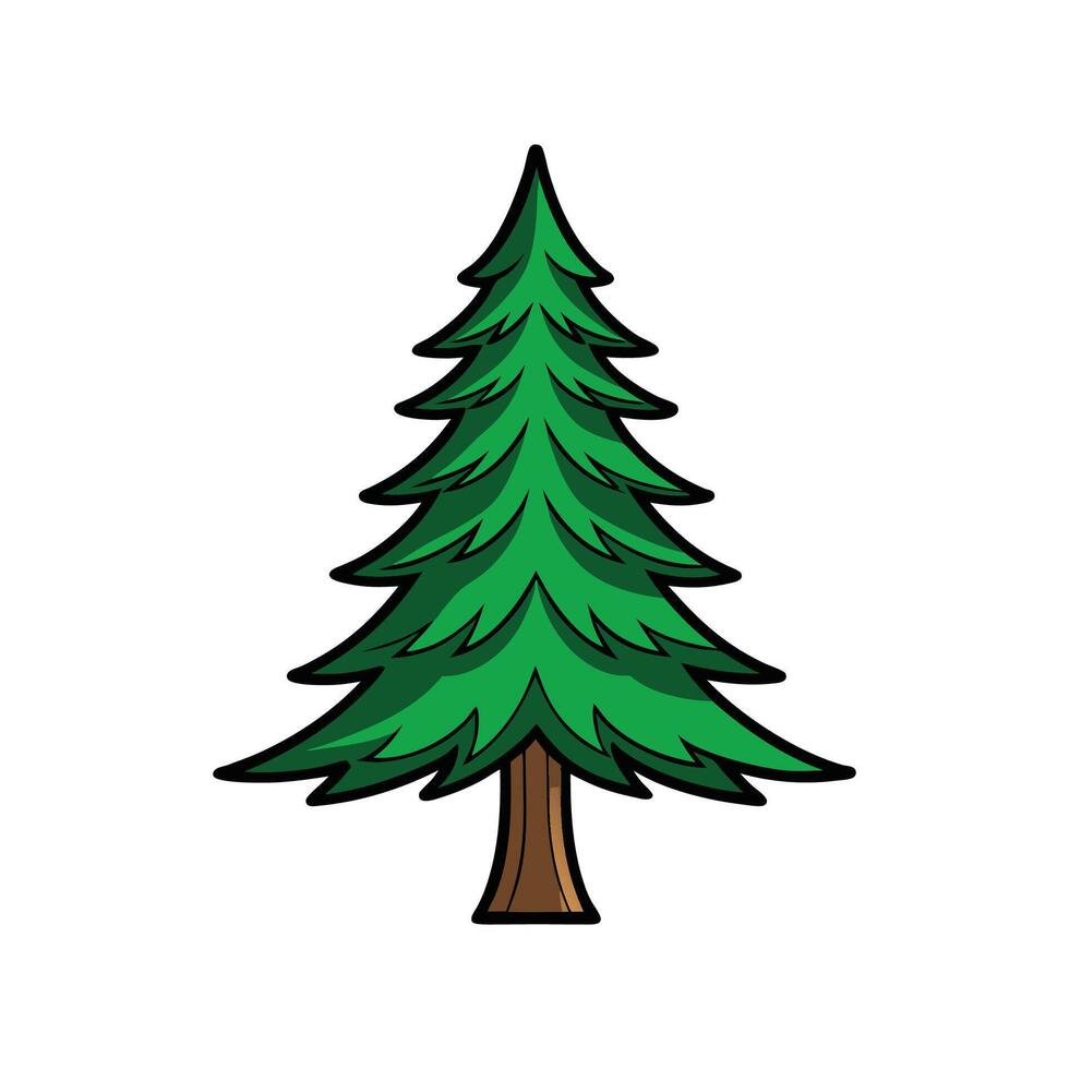 Realistic Spruce Tree Bold Outline Design 2 vector