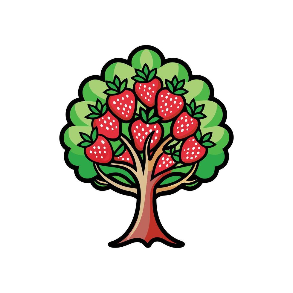Realistic Strawberry Tree Bold Outline Design 1 vector