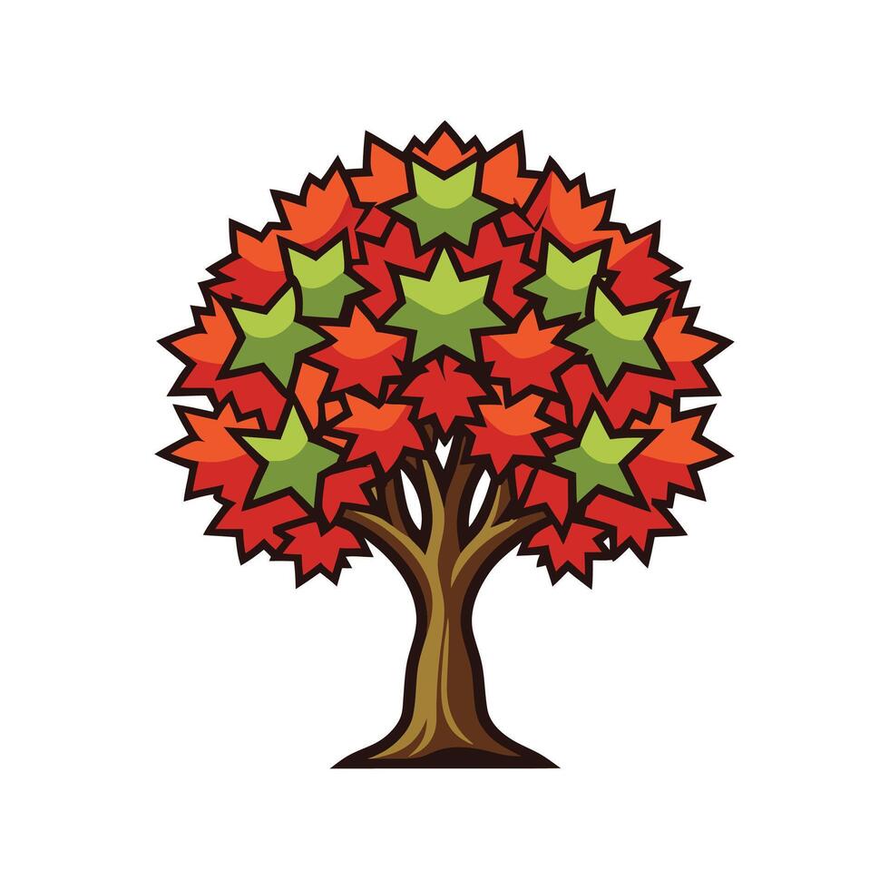 Realistic Sweet Gum Tree Bold Outline Design 1 vector