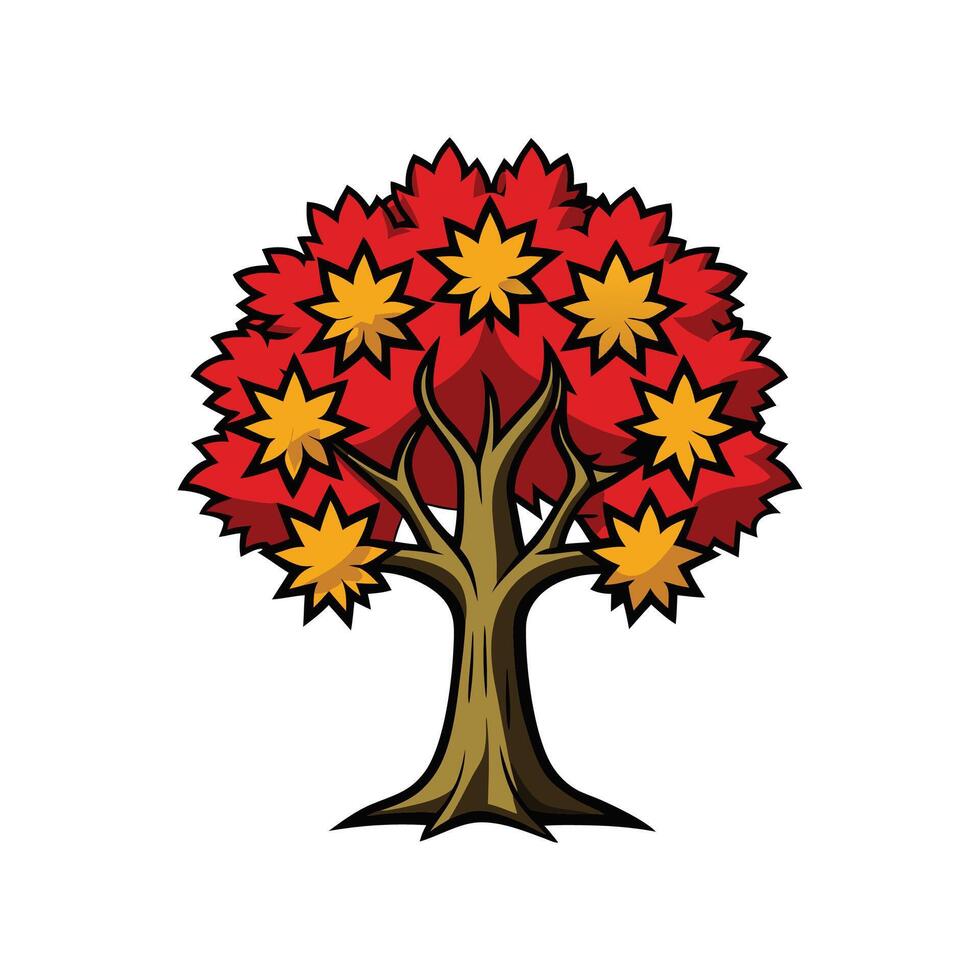 Realistic Sweet Gum Tree Bold Outline Design 3 vector