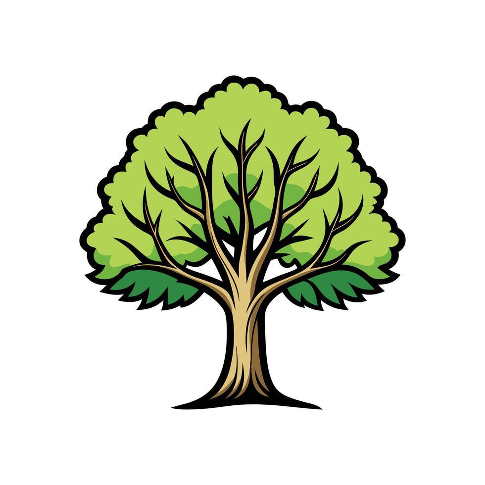 Realistic Sycamore Tree Bold Outline Design 2 vector