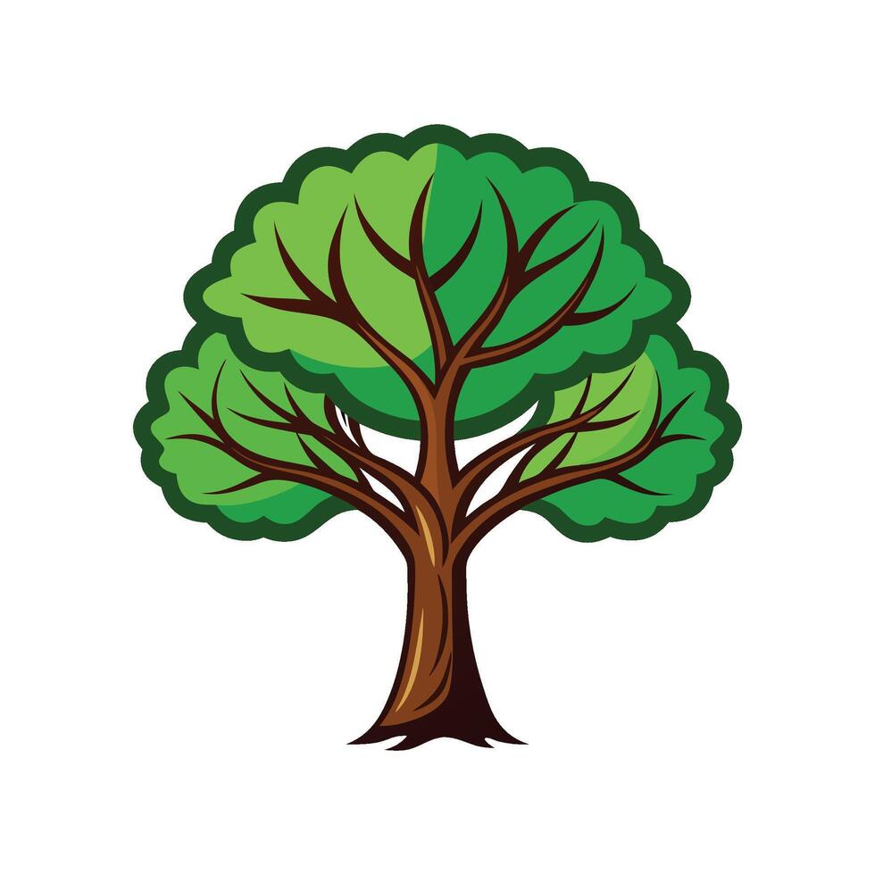 Distinct Teak Tree Outline Art vector