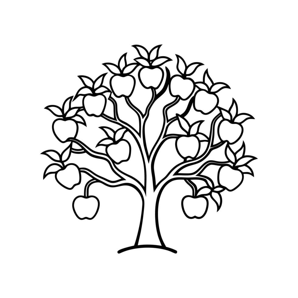 Distinct Texas Persimmon Tree Outline Art vector
