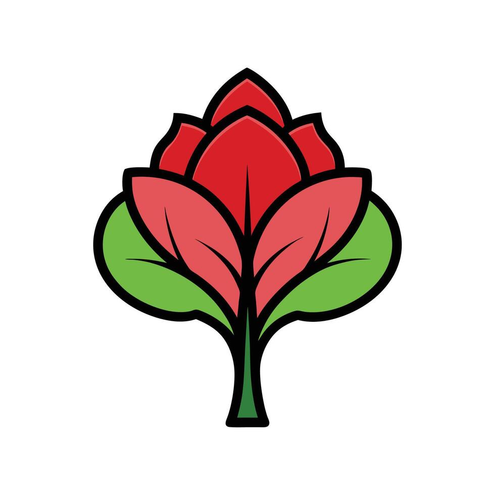 Realistic Tulip Tree Bold Outline Design 2 vector