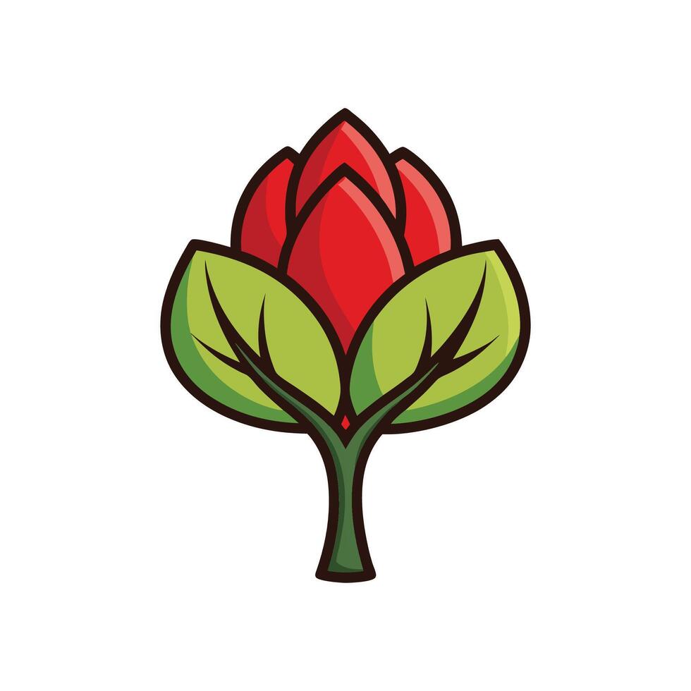 Realistic Tulip Tree Bold Outline Design 1 vector