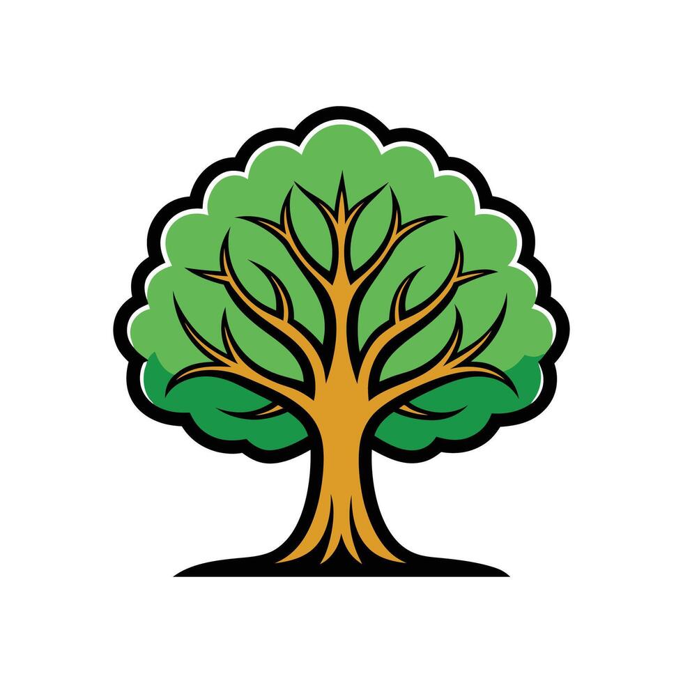 Realistic Walnut Tree Bold Outline Design 3 vector