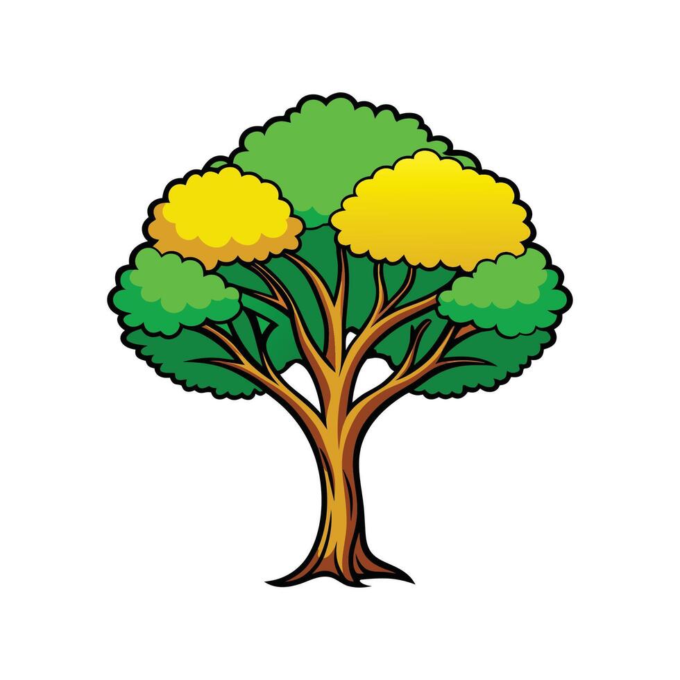 Realistic Wattle Tree Bold Outline Design 3 vector