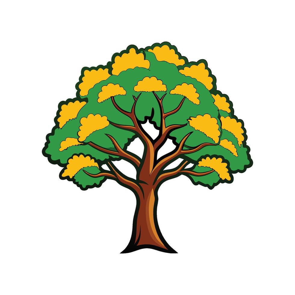 Distinct Wattle Tree Outline Art vector