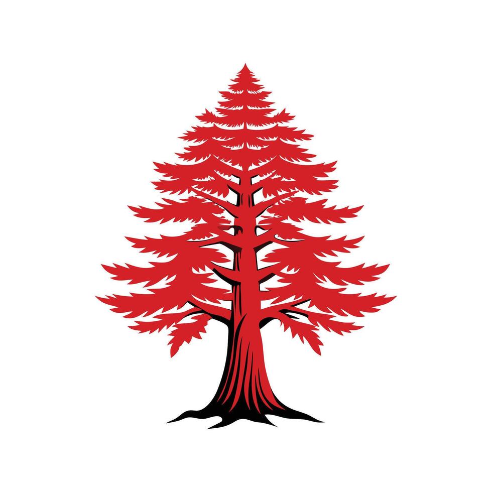 Realistic Western Red Cedar Tree Bold Outline Design 2 vector