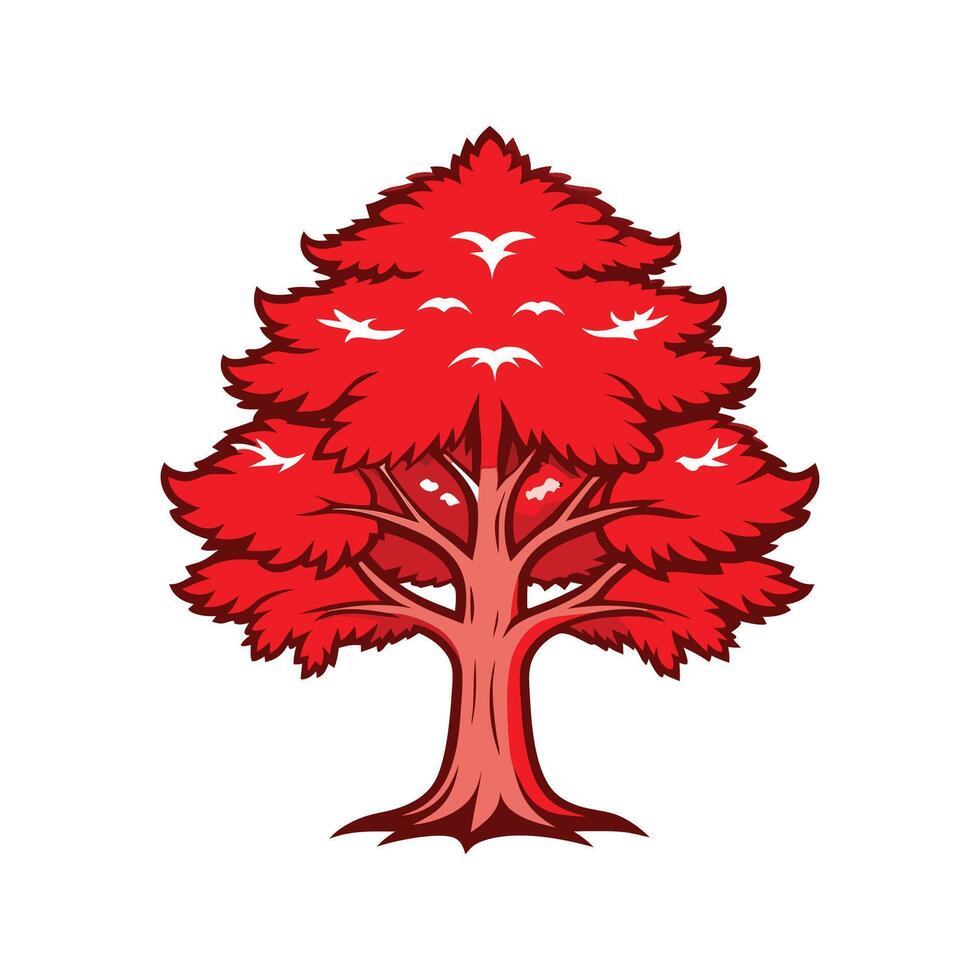 Realistic Western Red Cedar Tree Bold Outline Design 1 vector