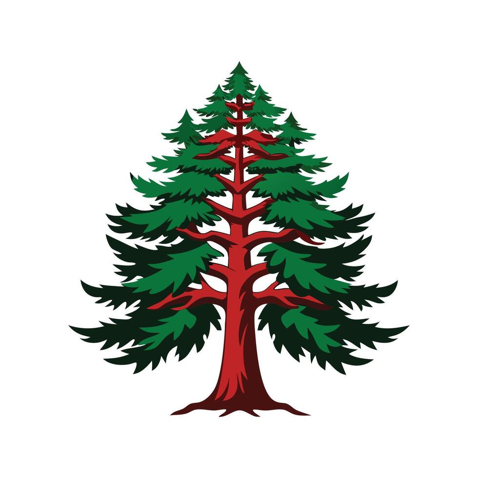 Realistic Western Hemlock Tree Bold Outline Design 1. vector