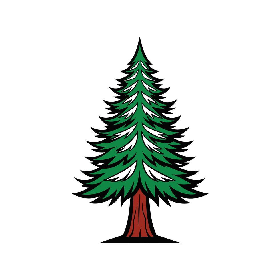 Realistic Western White Pine Tree Bold Outline Design 3 vector