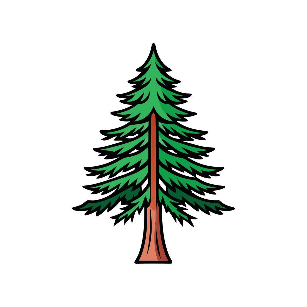 Distinct Western White Pine Tree Outline Art. vector