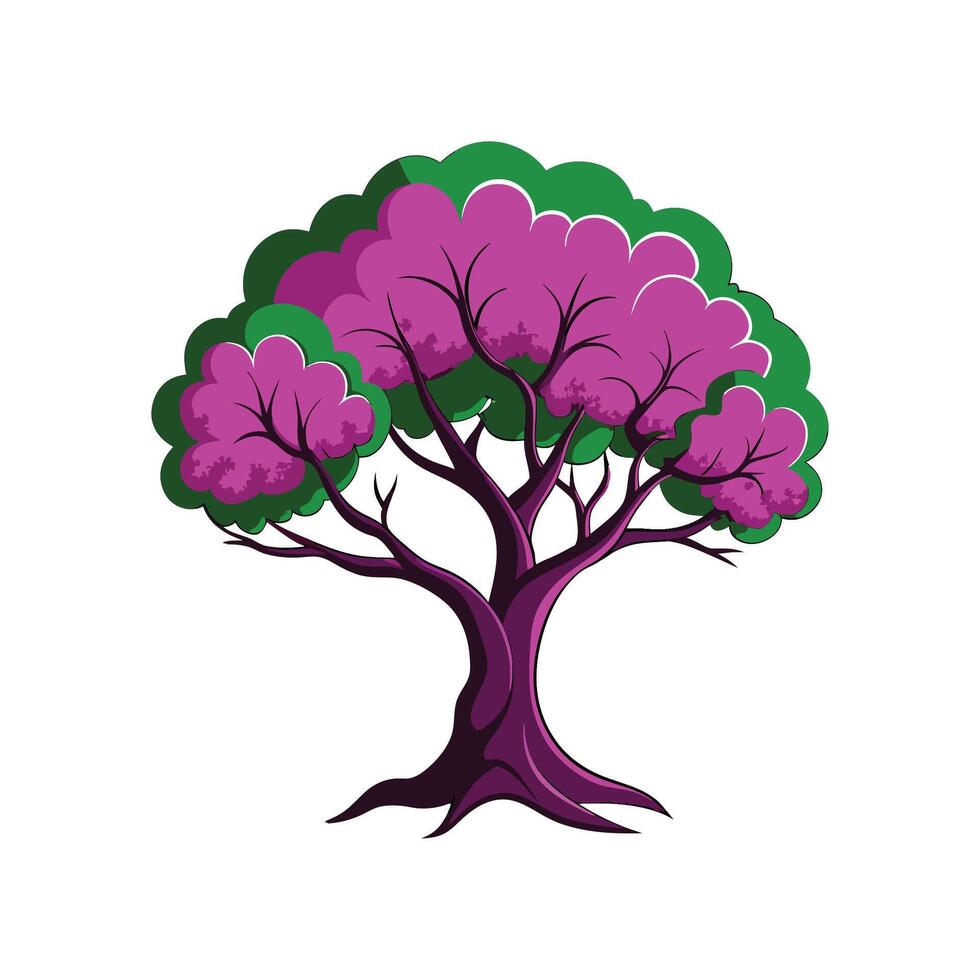 Distinct Wild Plum Tree Outline Art vector