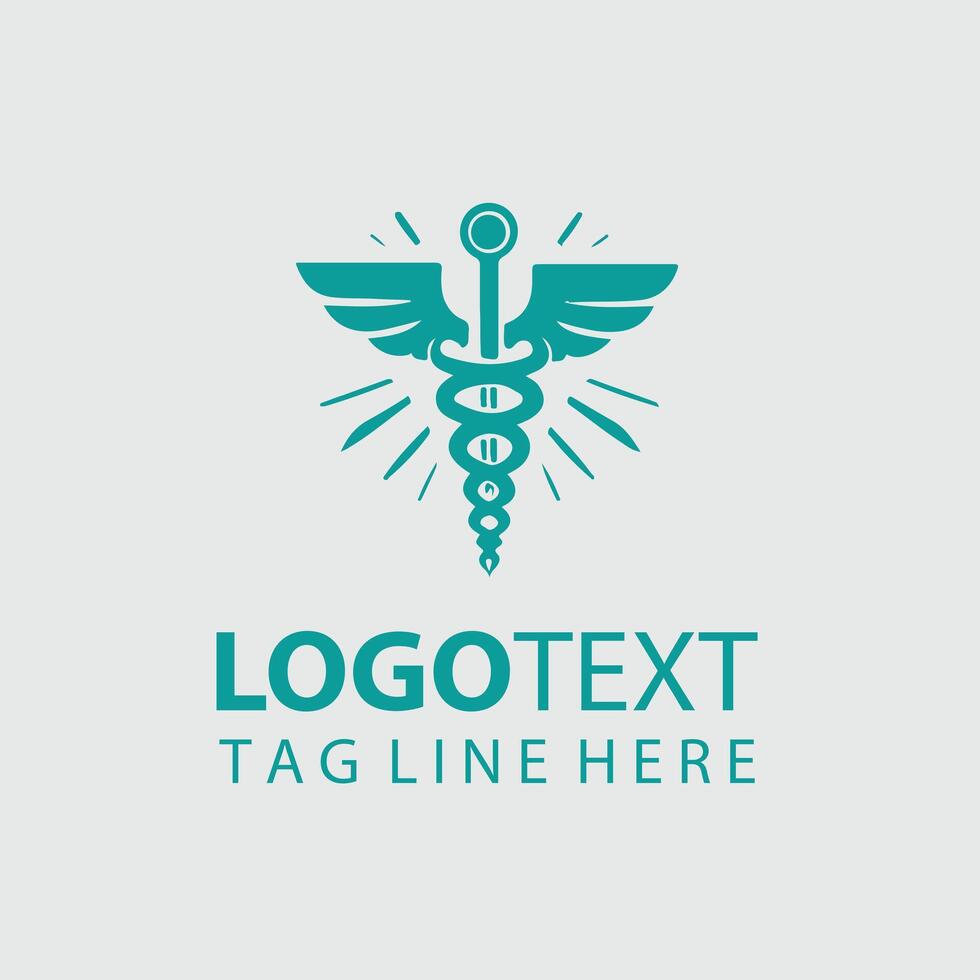 Serpent Waves Caduceus Symbol design vector