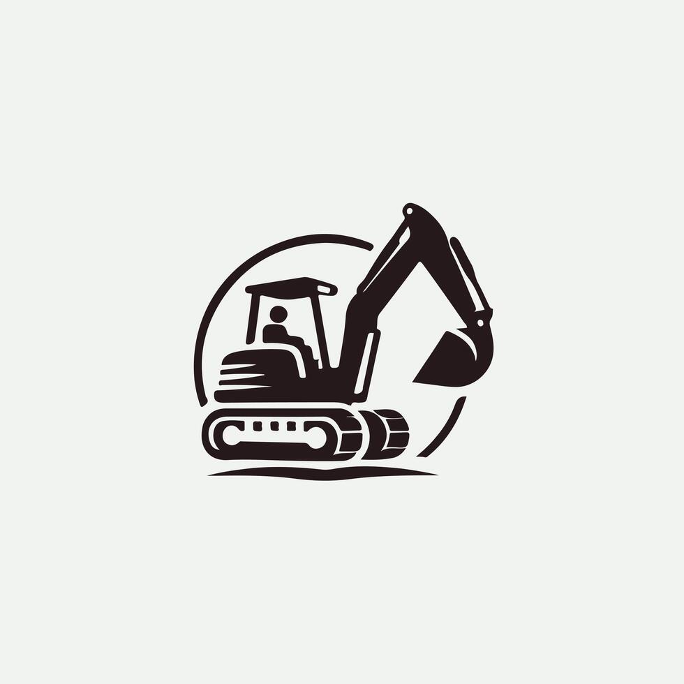 Dig Force Backhoe Excavator Logo vector