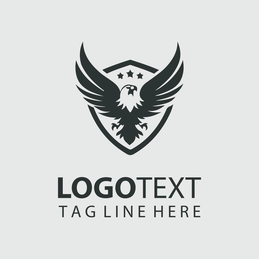 Mighty Flight Eagle Shield Design vector