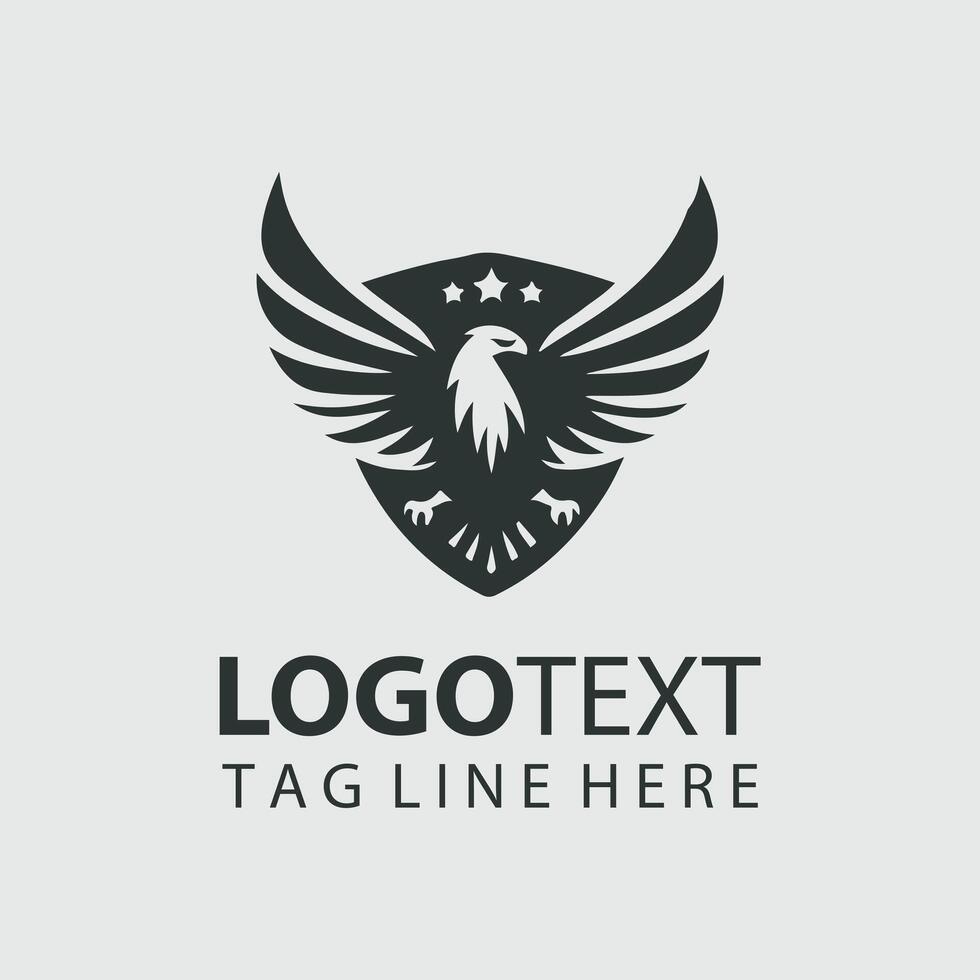 Flight of Strength Eagle Shield Design vector
