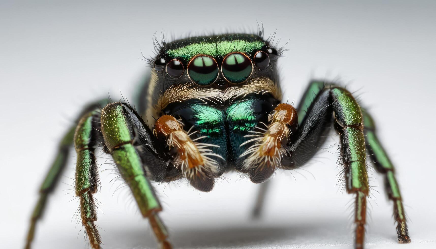 Green Jumping Spider Close Up photo