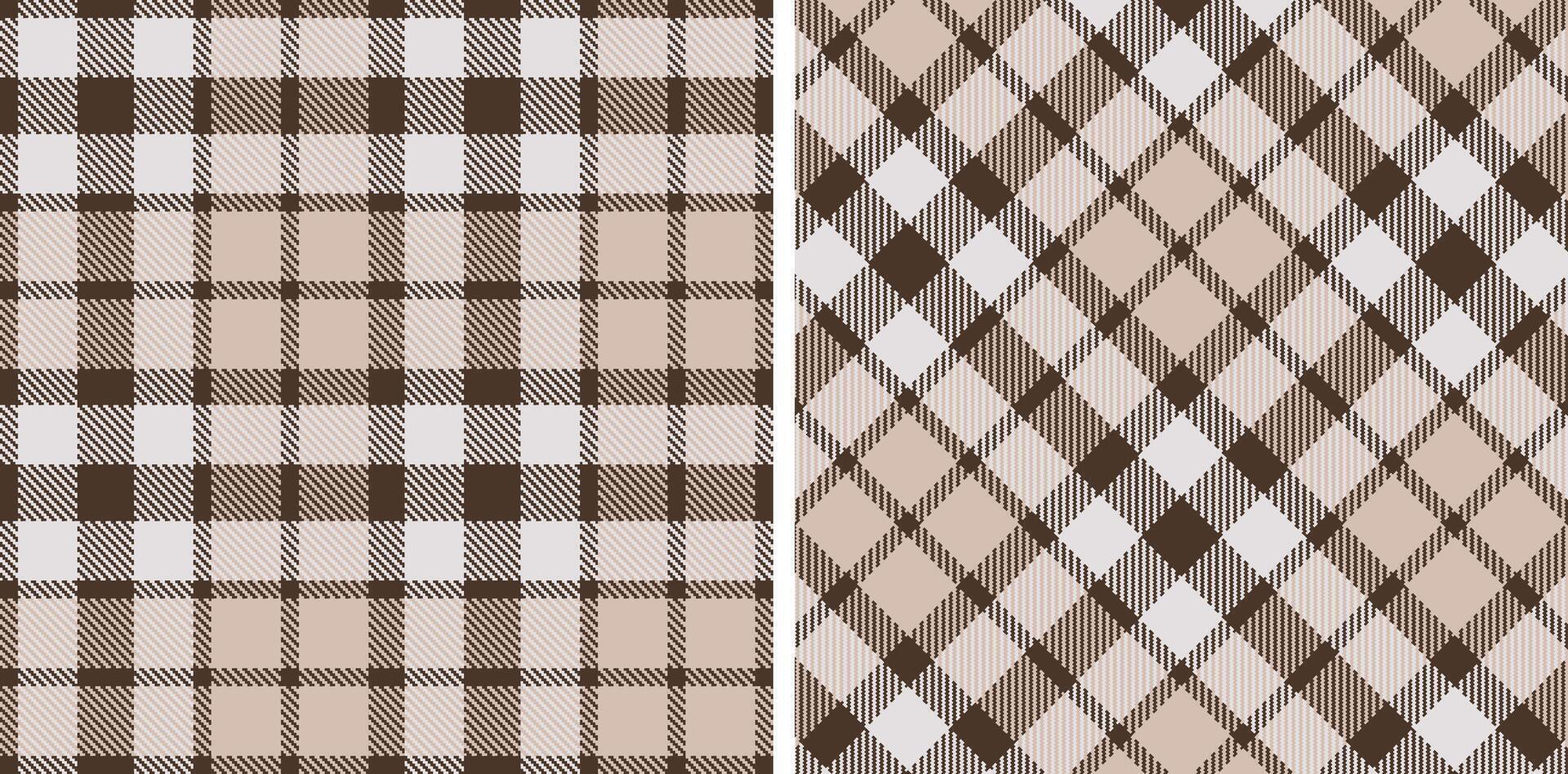 Pastel Seamless Tartan in Light Dark Brown tones Fabric Design vector