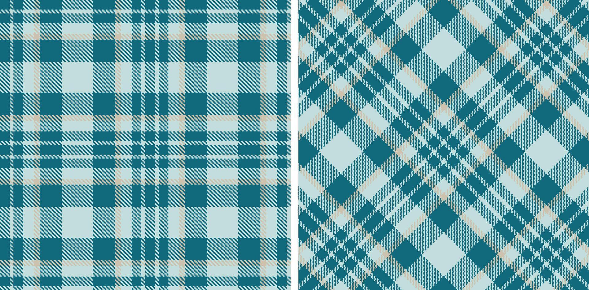 Pastel Petrol Seamless Tartan with Smoky Light Grey accents Fabric Design vector