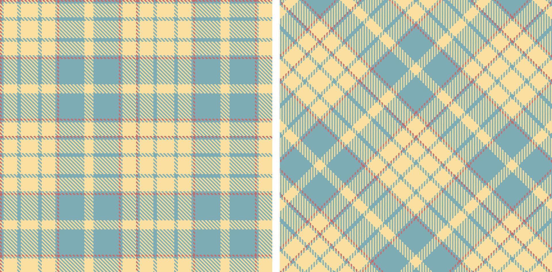 Light Bluegrey and Warm Pale Peach Seamless Tartan Fabric Design vector