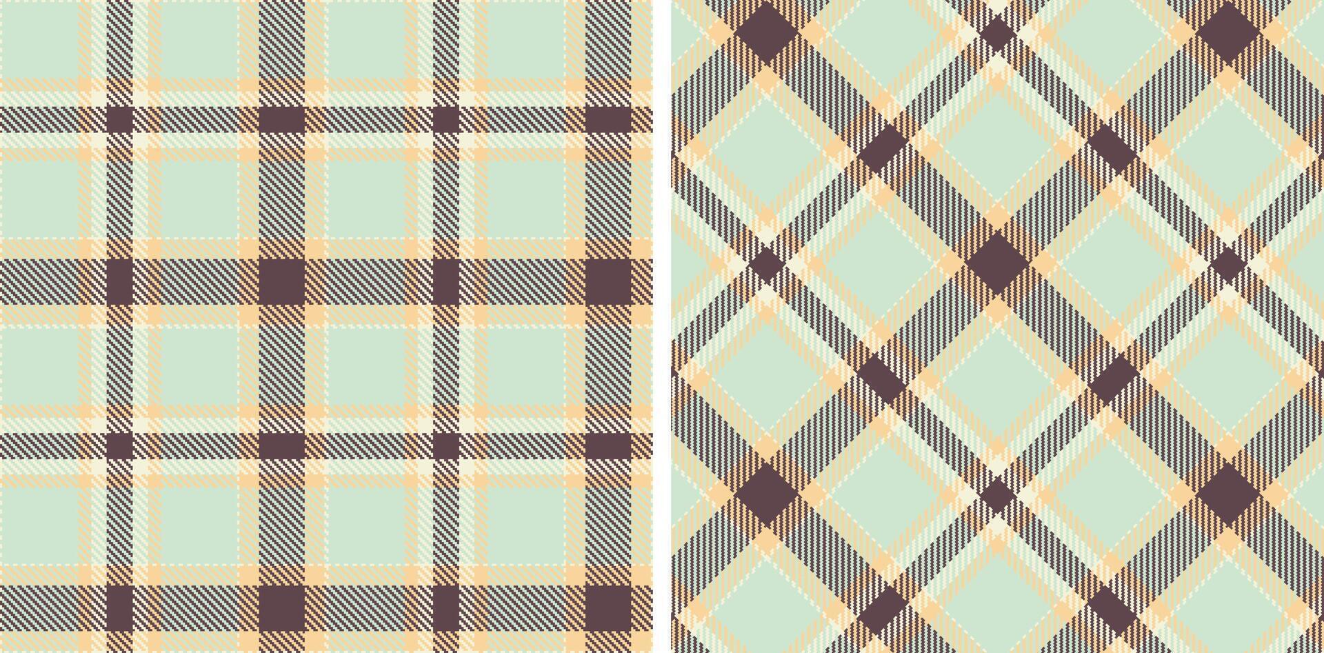 Muted Off White Seamless Tartan with Bright Pale Peach accents Fabric Design vector