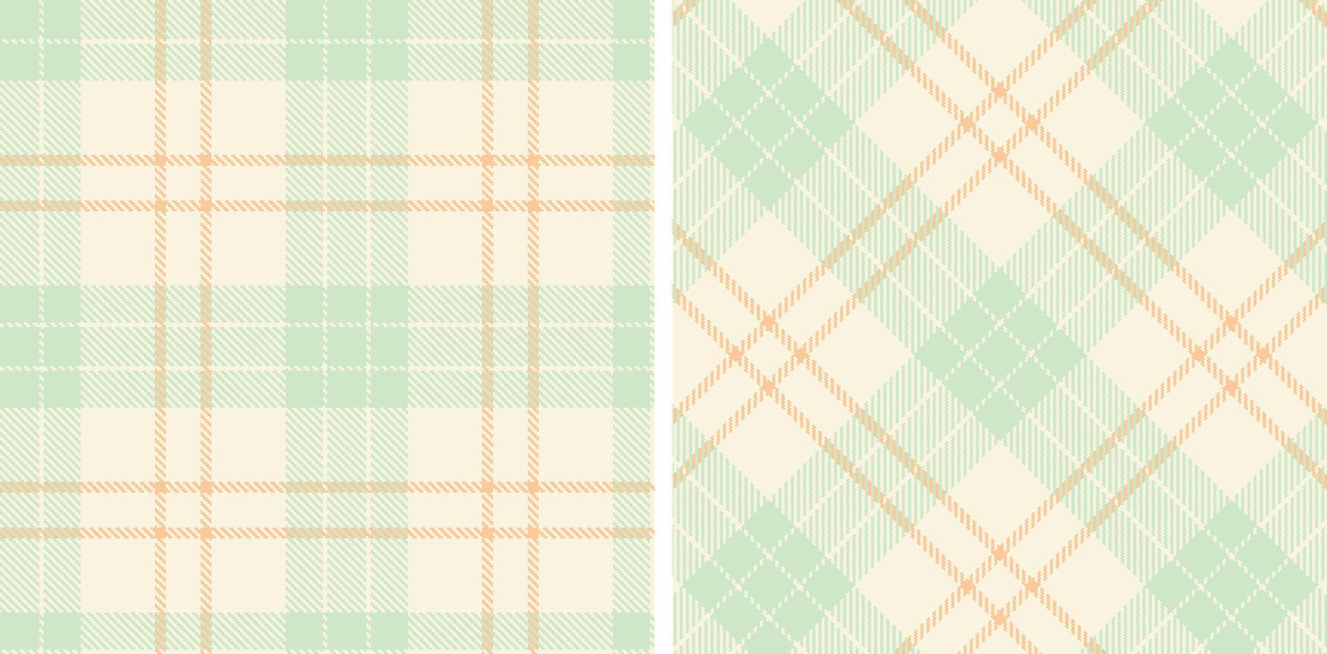 Pale Off White and Vivid Very Pale Green Seamless Tartan Fabric Design vector