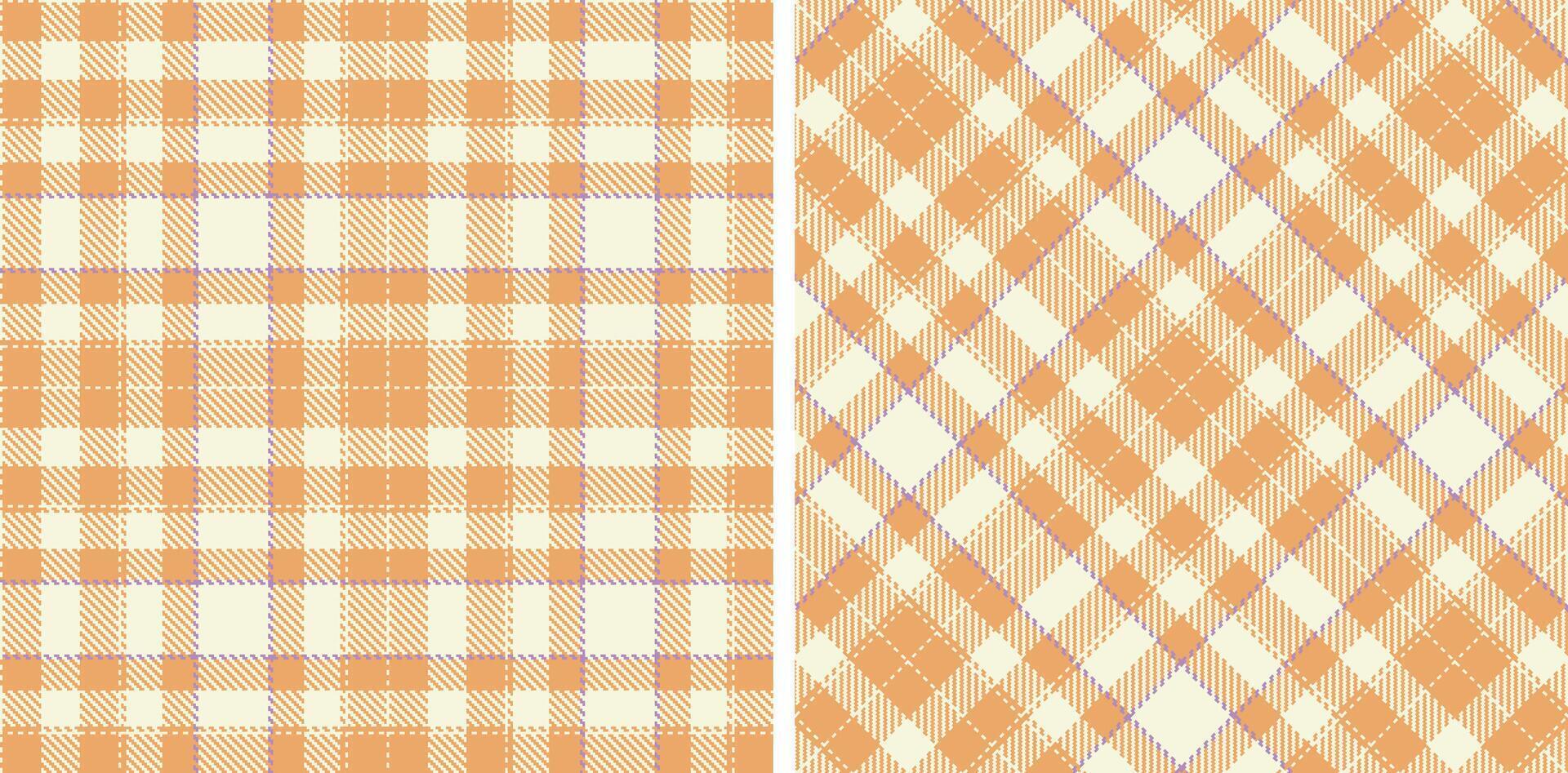 Dark Off White Seamless Tartan with Soft Apricot accents Fabric Design vector